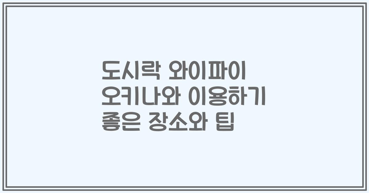 도시락 와이파이 오키나와 이용하기 좋은 장소와 팁