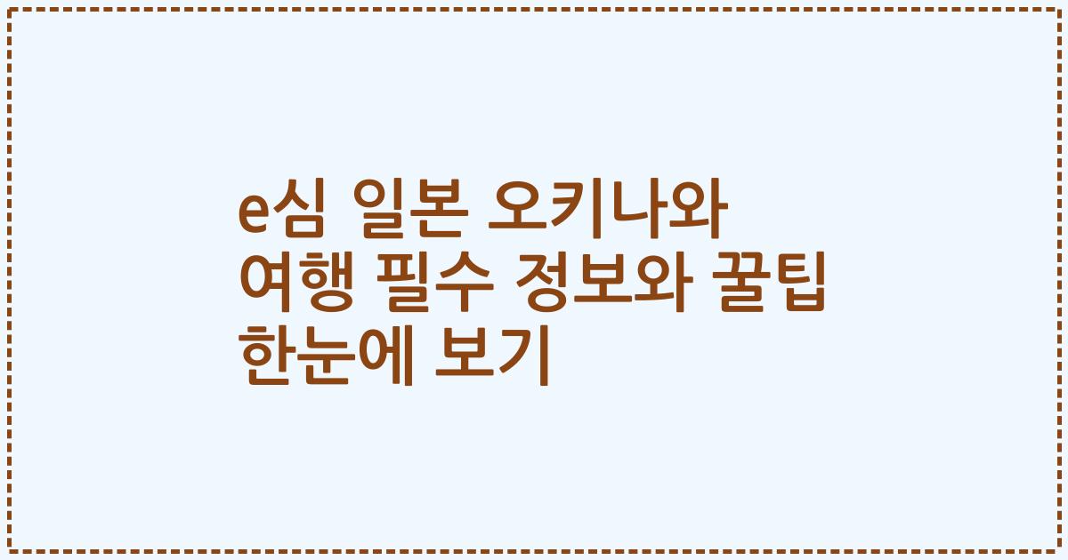 e심 일본 오키나와 여행 필수 정보와 꿀팁 한눈에 보기