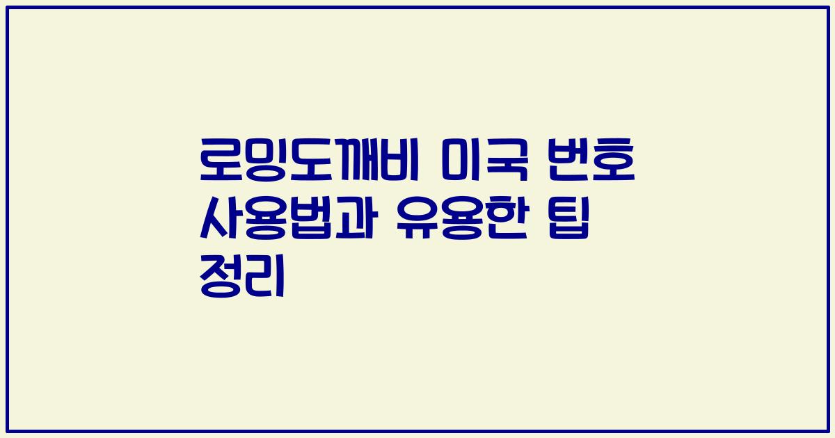 로밍도깨비 미국 번호 사용법과 유용한 팁 정리