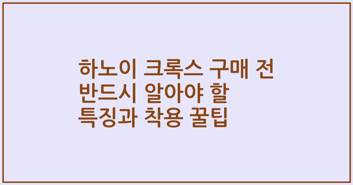하노이 크록스 구매 전 반드시 알아야 할 특징과 착용 꿀팁