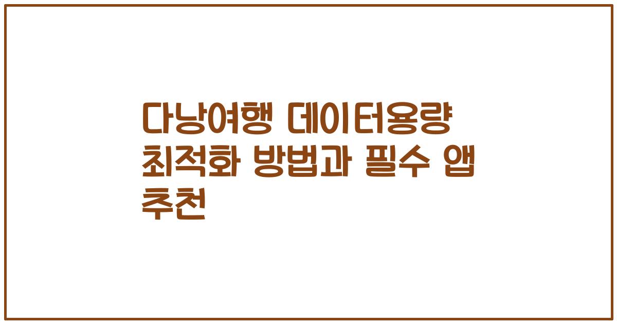 다낭여행 데이터용량 최적화 방법과 필수 앱 추천