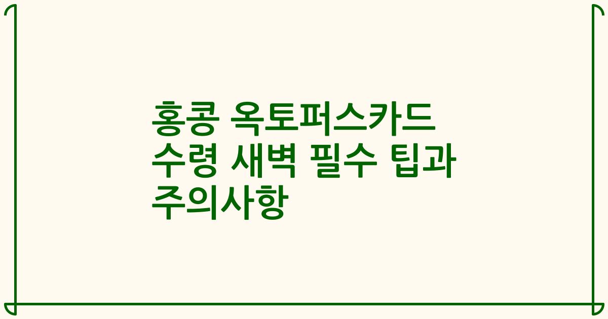 홍콩 옥토퍼스카드 수령 새벽 필수 팁과 주의사항