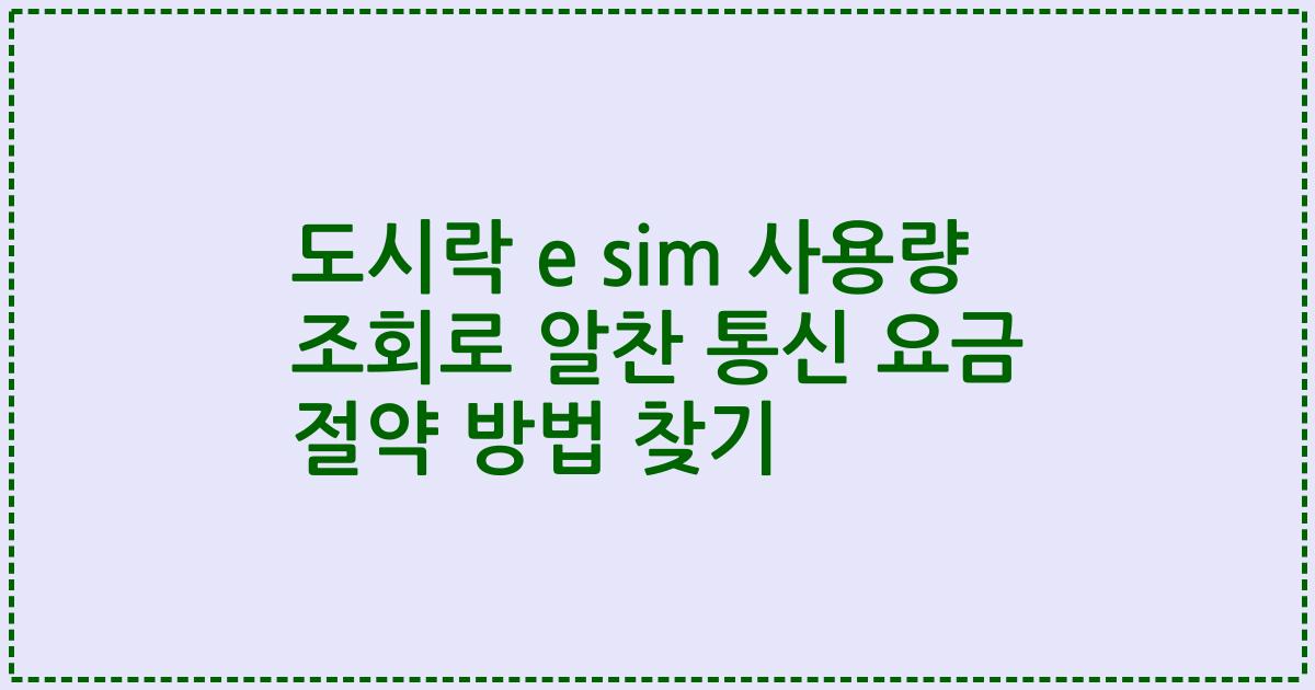 도시락 e sim 사용량 조회로 알찬 통신 요금 절약 방법 찾기